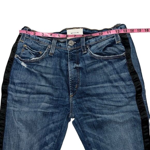 McGuire Medium Wash Skinny Denim Jeans  Silky Black Side Stripe Sz 25 - Picture 5 of 8